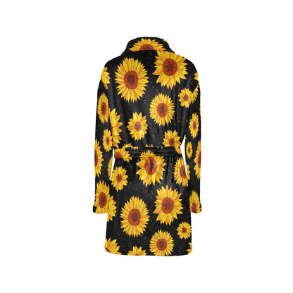 Sunflower Pattern Print Design SF09 Women's Fleece Robe