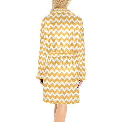 Chevron Orange Pattern Print Design 01 Women's Fleece Robe