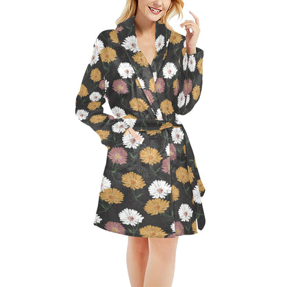 Daisy Pattern Print Design DS04 Women's Fleece Robe