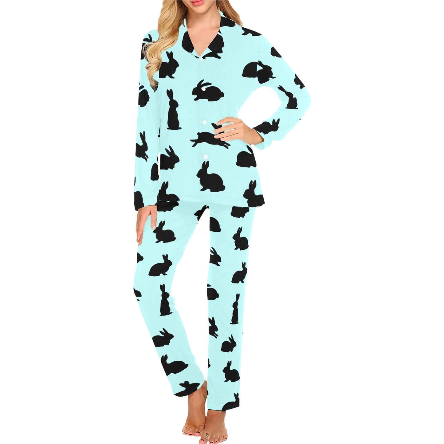 Rabbit Pattern Print Design RB010 Women's Long Pajama Set