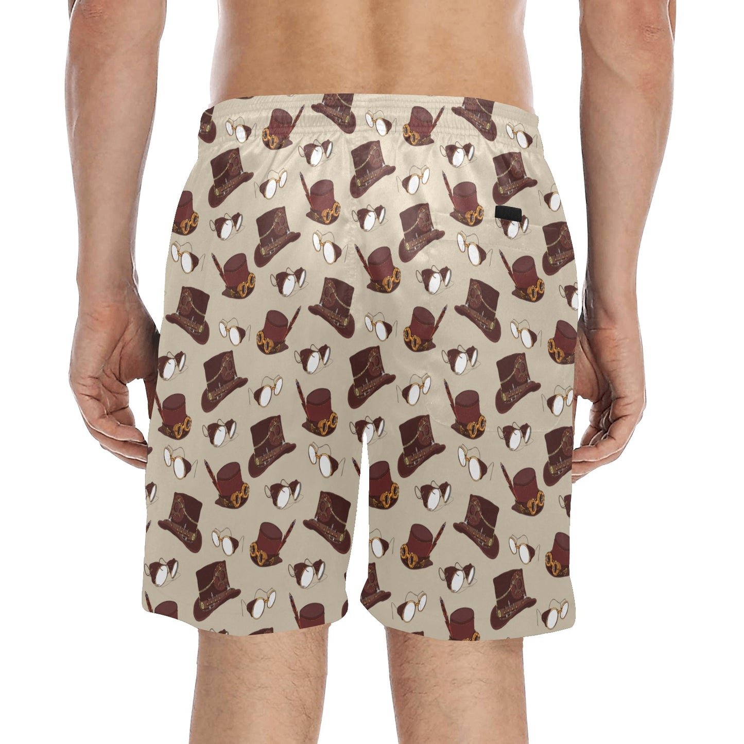 Steampunk Hat Print Design LKS301 Men's Swim Trunks Beach Shorts