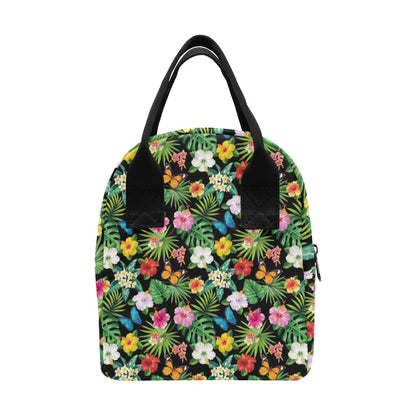 Hibiscus With Butterfly Print Design LKS305 Insulated Lunch Bag