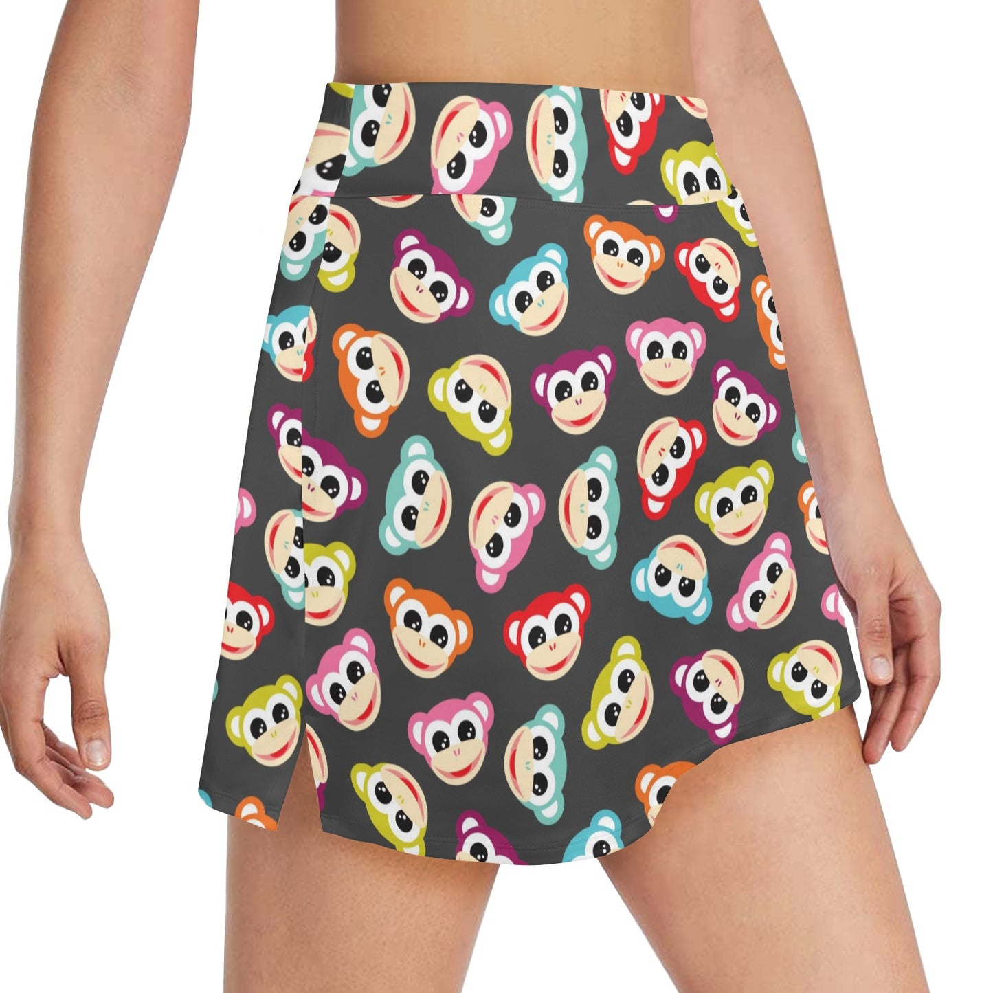 Monkey Head Design Themed Print 17" Golf & Pickleball Skort with Pockets