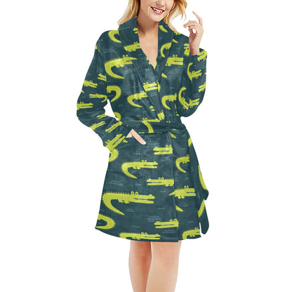 Alligator Pattern Print Design 03 Women's Fleece Robe