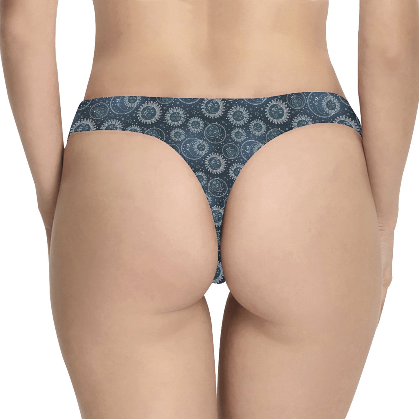 Sun Moon Tattoo Design Themed Print Women's Thongs