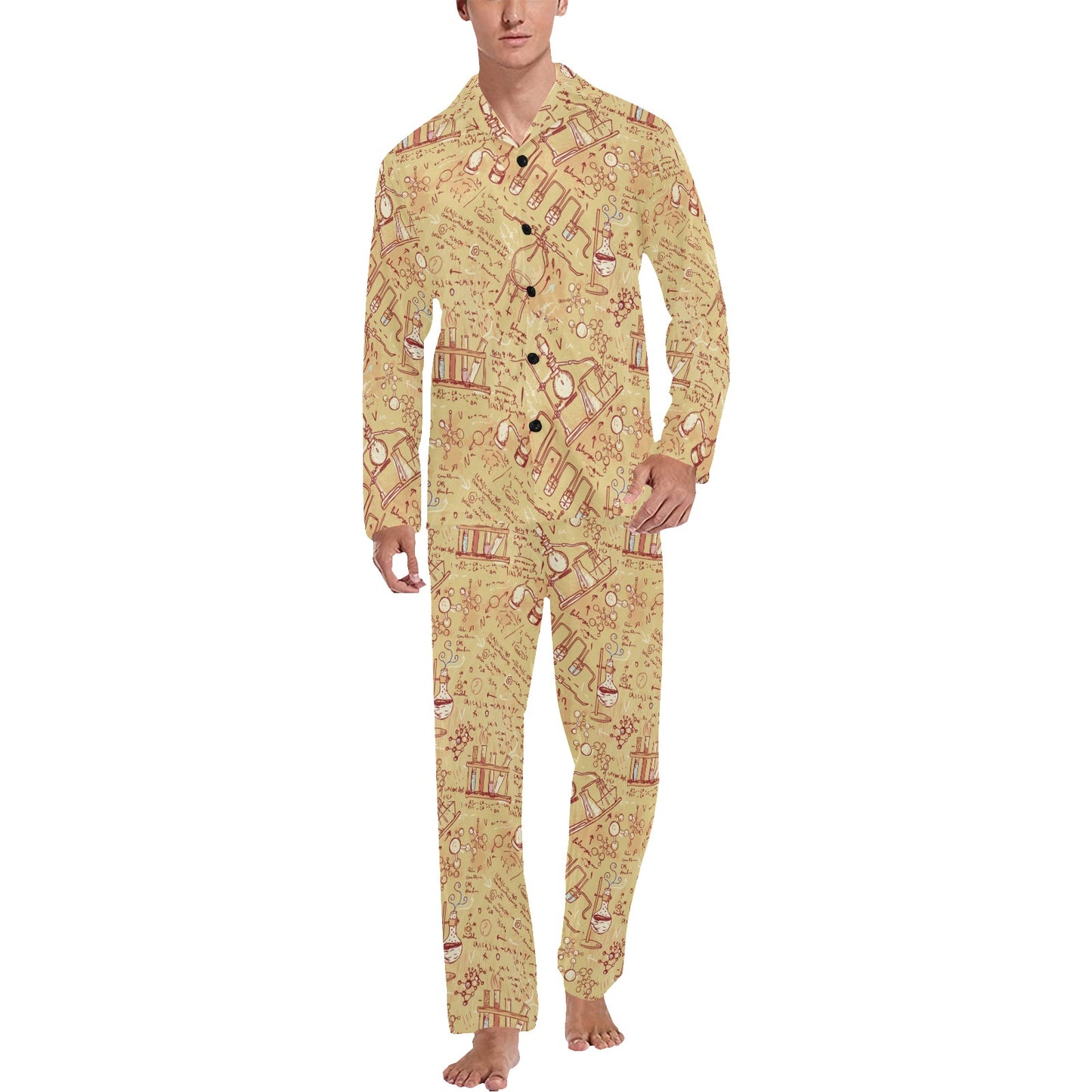 Chemical Pattern Print Design 01 Men's Long Pajama Set