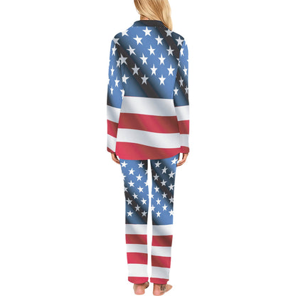 American flag Classic Women's Long Pajama Set