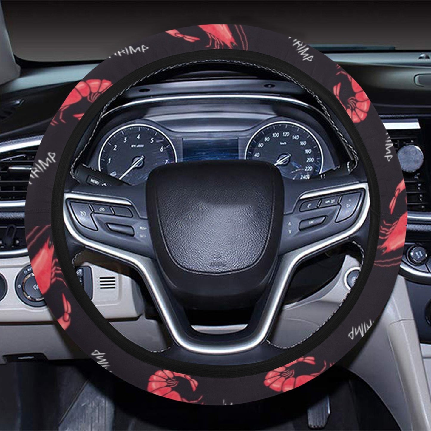 Shrimp Print Design LKS302 Steering Wheel Cover with Elastic Edge