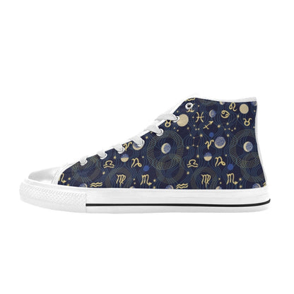 Zodiac Print Design LKS302 Men's High Top Canvas Shoes