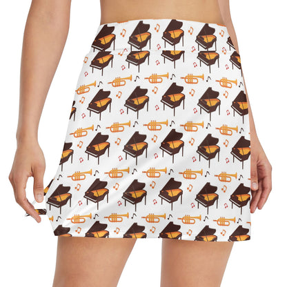 Piano Print Design LKS406 17" Golf & Pickleball Skort with Pockets