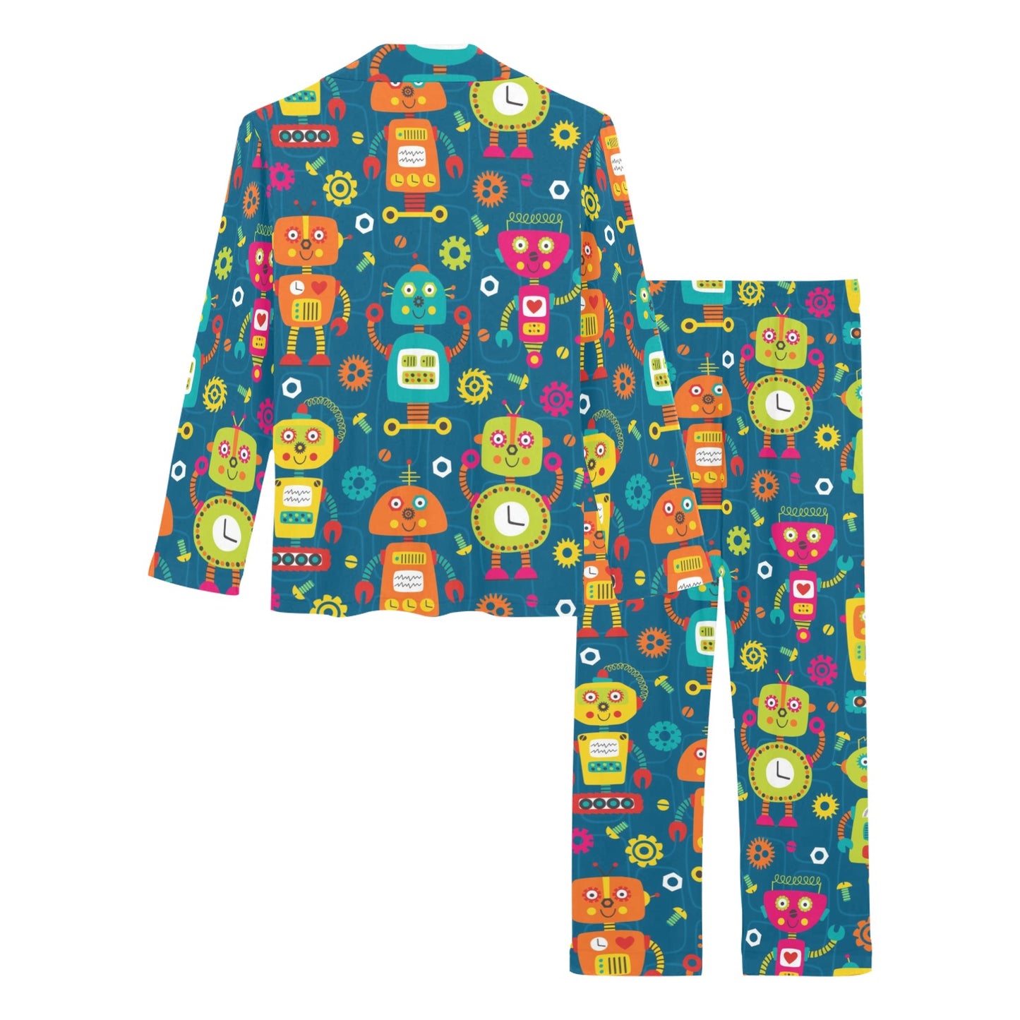 Robot Pattern Print Design A04 Women's Long Pajama Set