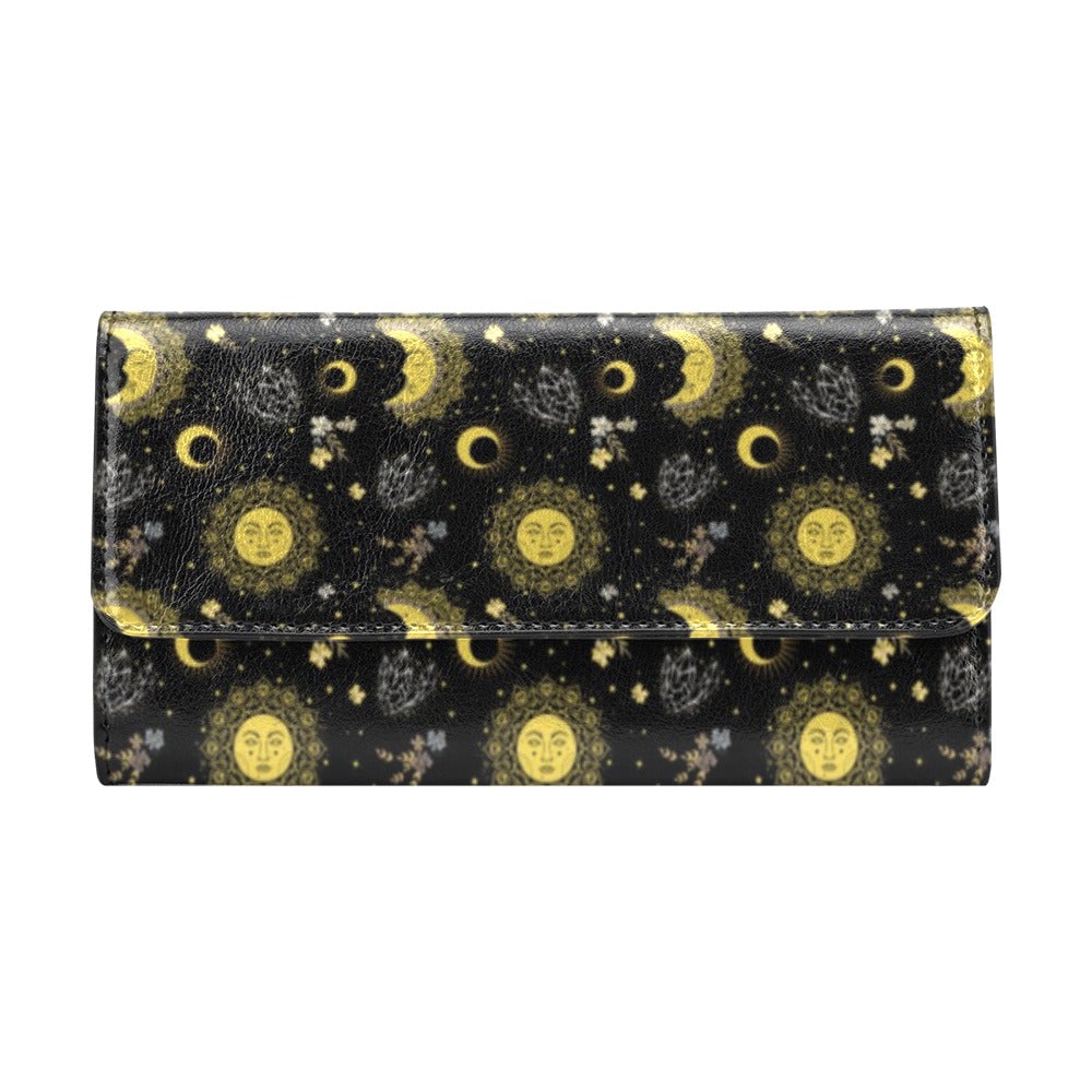 Sun Moon Print Design LKS301 Women's Trifold Wallet