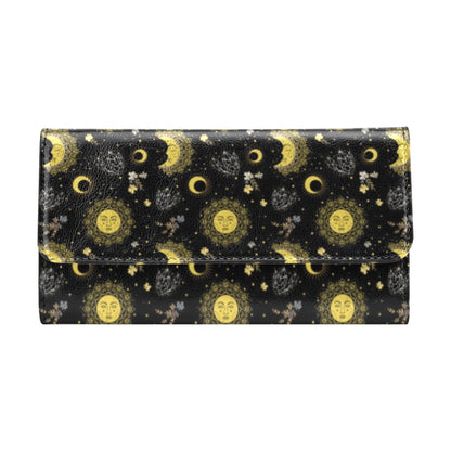 Sun Moon Print Design LKS301 Women's Trifold Wallet