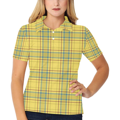 Tartan Yellow Print Design LKS301 Women's Polo Shirt