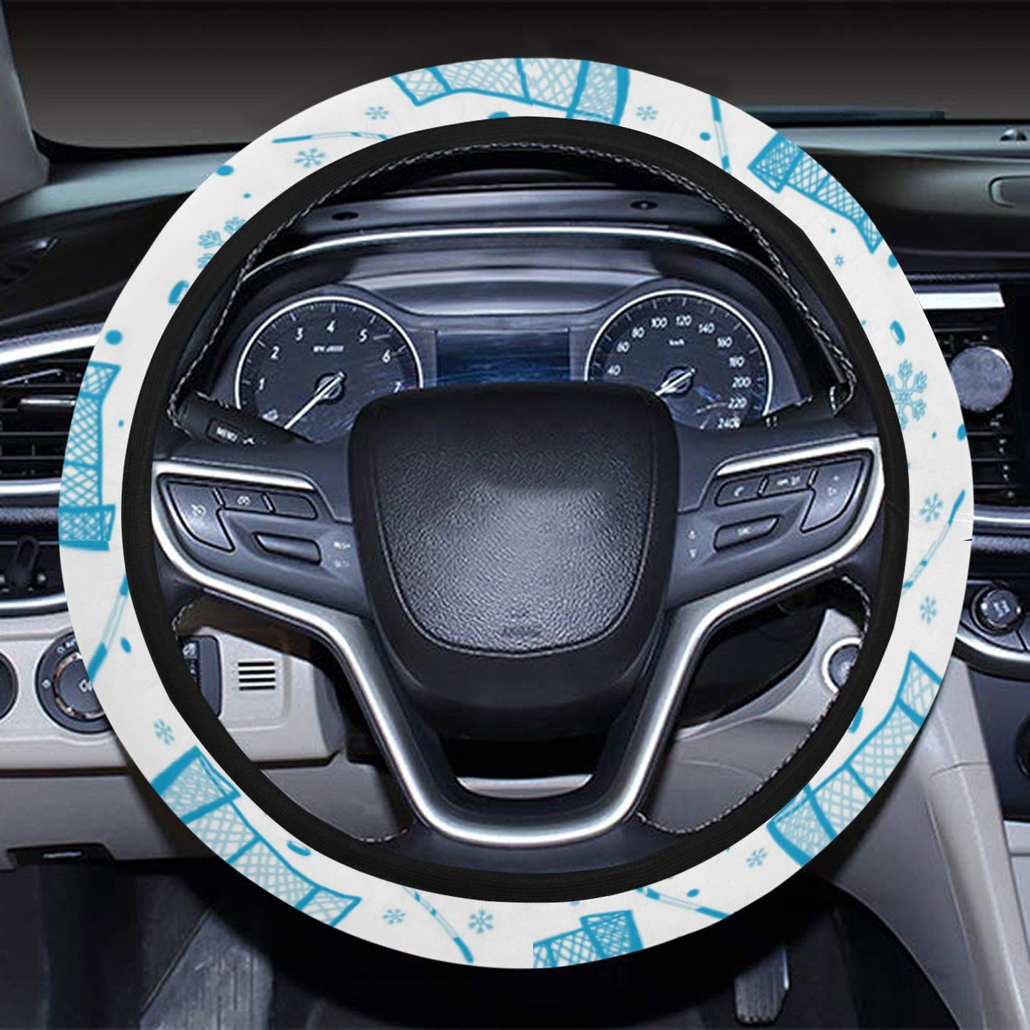 Hockey Print Design LKS303 Steering Wheel Cover with Elastic Edge