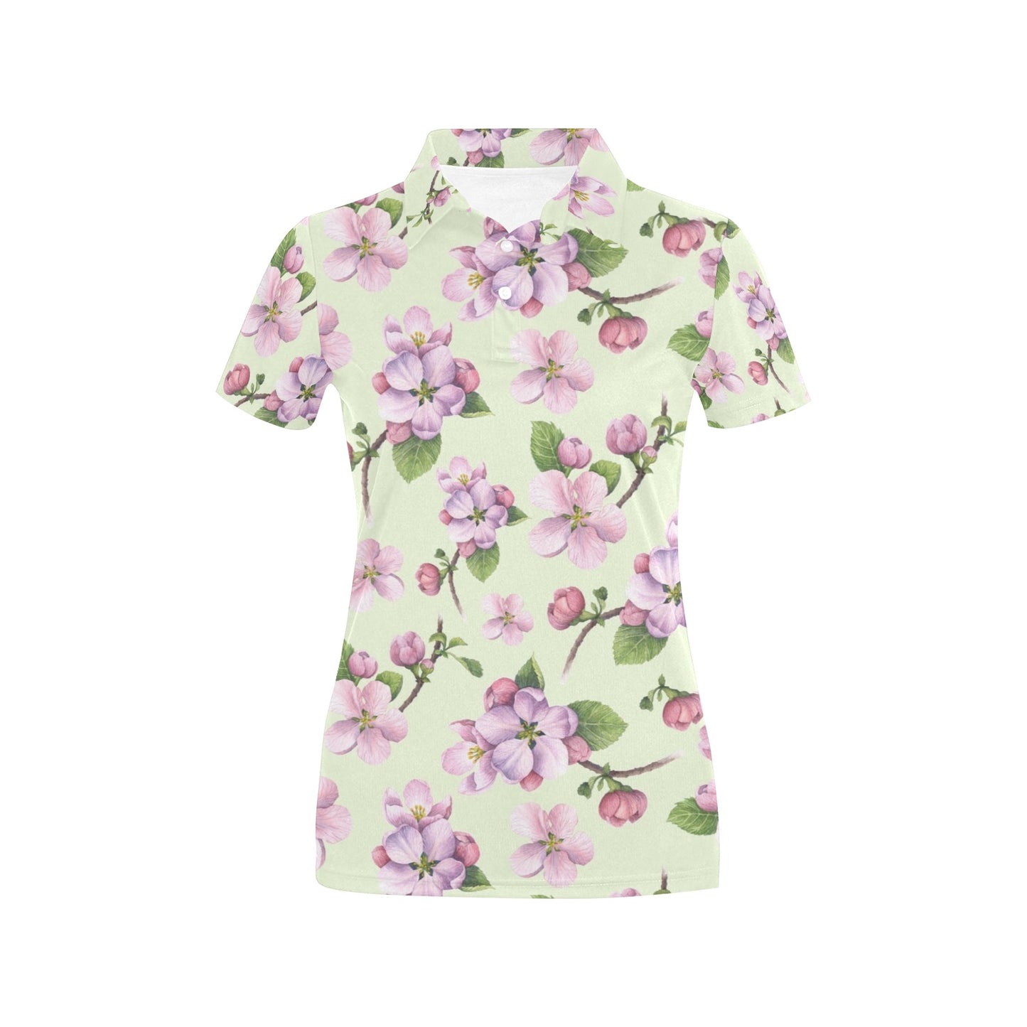 Apple blossom Pattern Print Design AB05 Women's Polo Shirt