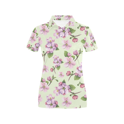 Apple blossom Pattern Print Design AB05 Women's Polo Shirt