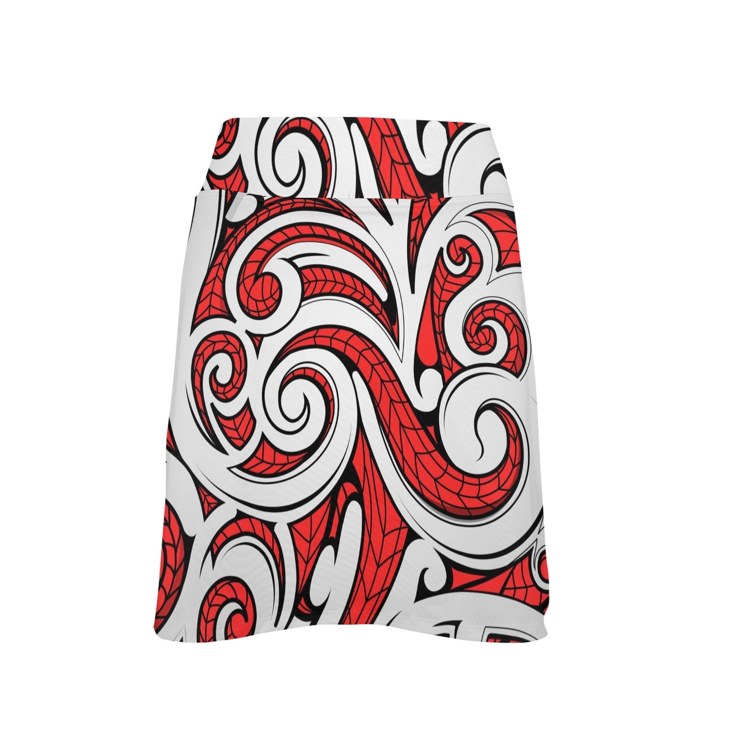 Maori Polynesian Themed Design Print 17" Golf & Pickleball Skort with Pockets