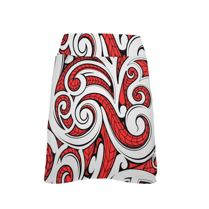 Maori Polynesian Themed Design Print 17" Golf & Pickleball Skort with Pockets