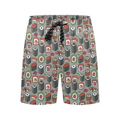 Sushi Print Design LKS301 Men's Swim Trunks Beach Shorts