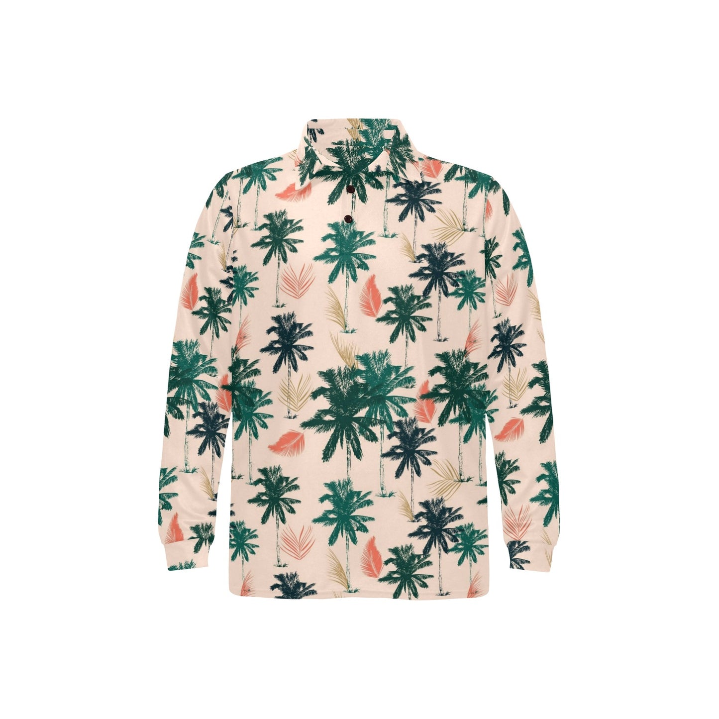 Palm Tree Pattern Print Design PT014 Long Sleeve Polo Shirt For Men's