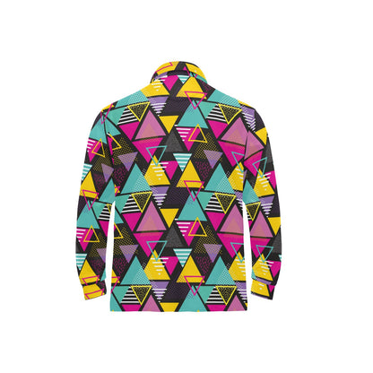 Geometric Colorful Pattern Print Design 02 Long Sleeve Polo Shirt For Men's