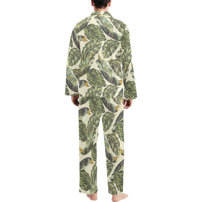 Banana Leaf Pattern Print Design BL08 Men's Long Pajama Set