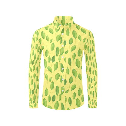 Spinach Print Design LKS302 Men's Long Sleeve Dress Shirt