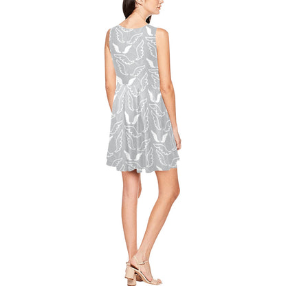 Angel Wings Pattern Print Design 01 Sleeveless Dress