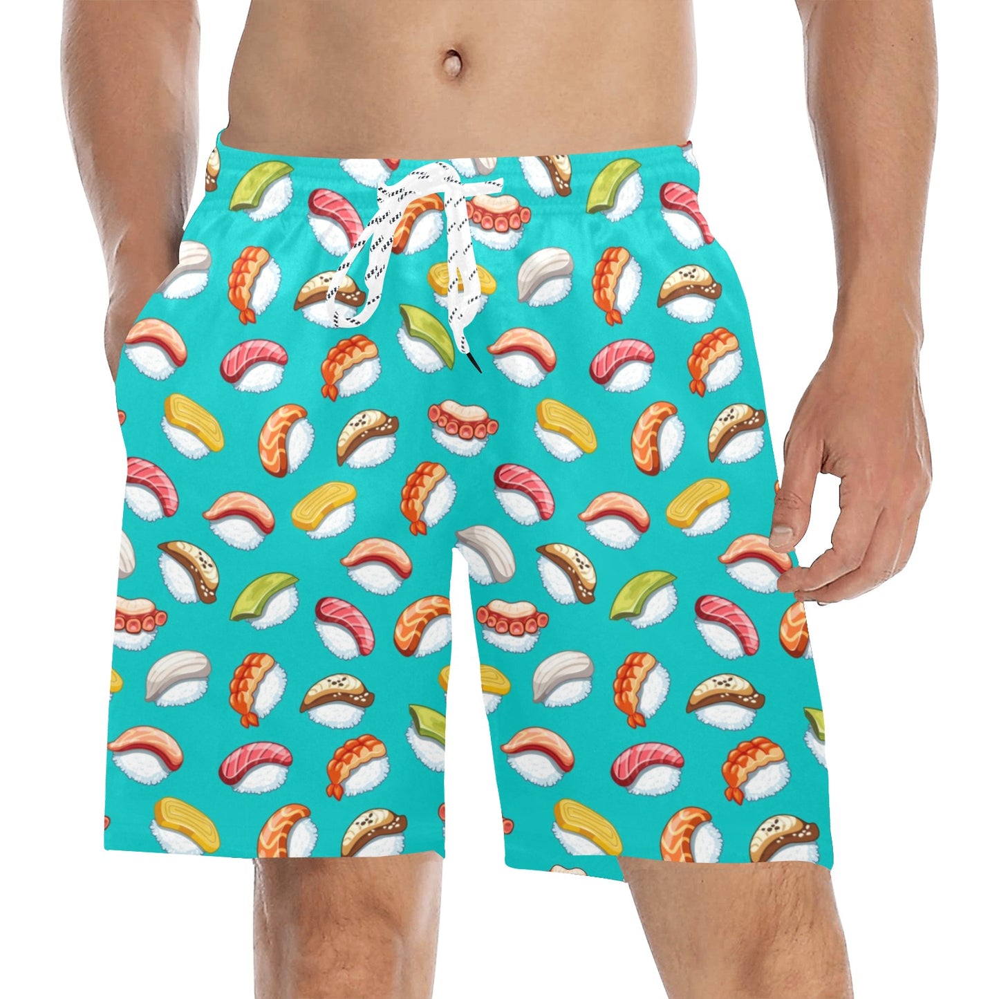 Sushi Themed Print Men's Swim Trunks Beach Shorts