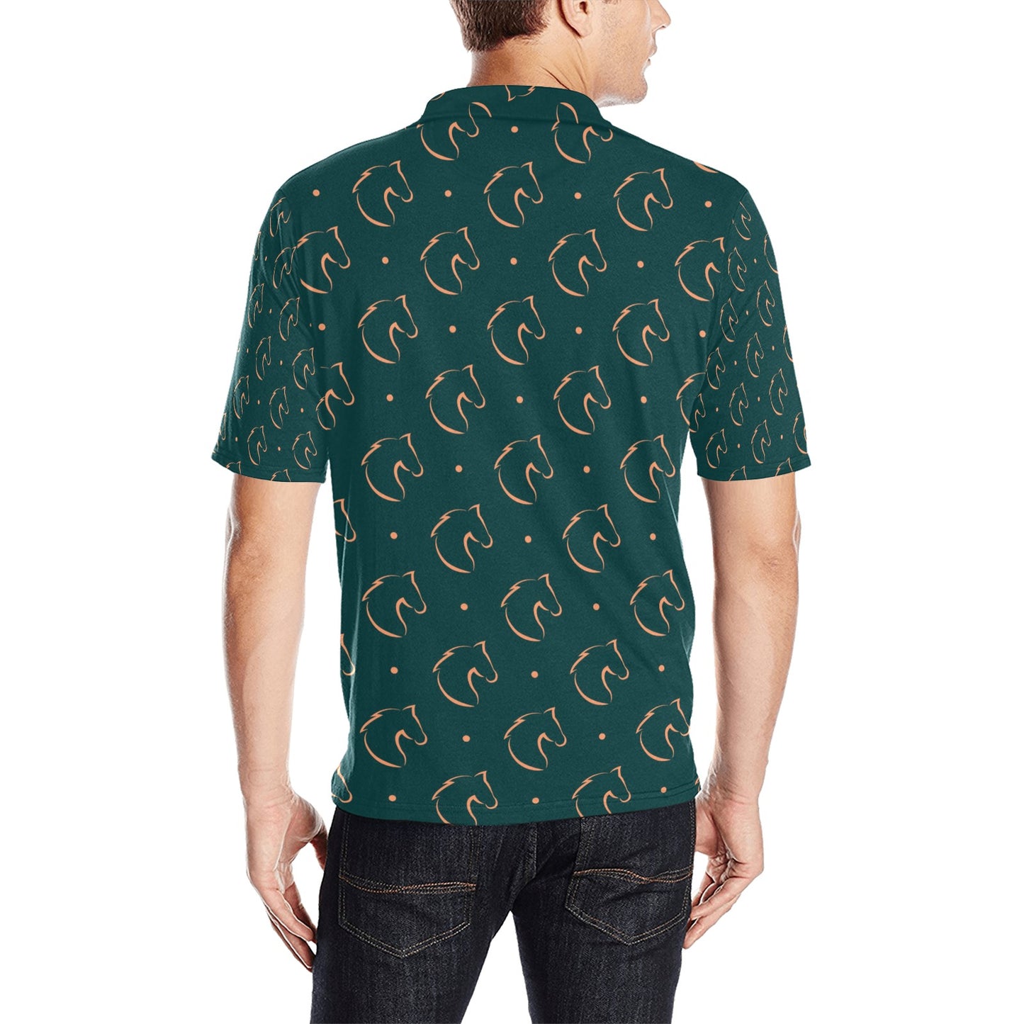 Horse Head Print Design LKS302 Men Polo Shirt