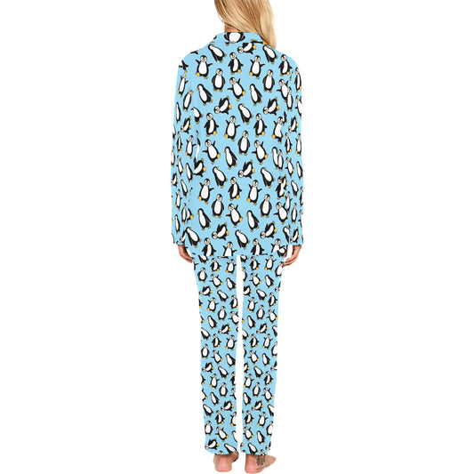 Penguin Happy Print Women's Long Pajama Set