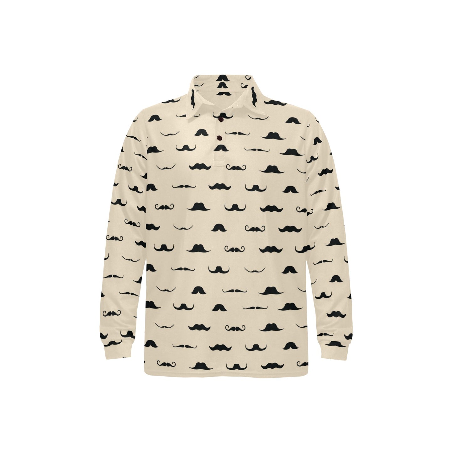 Mustache Pattern Print Design A03 Long Sleeve Polo Shirt For Men's