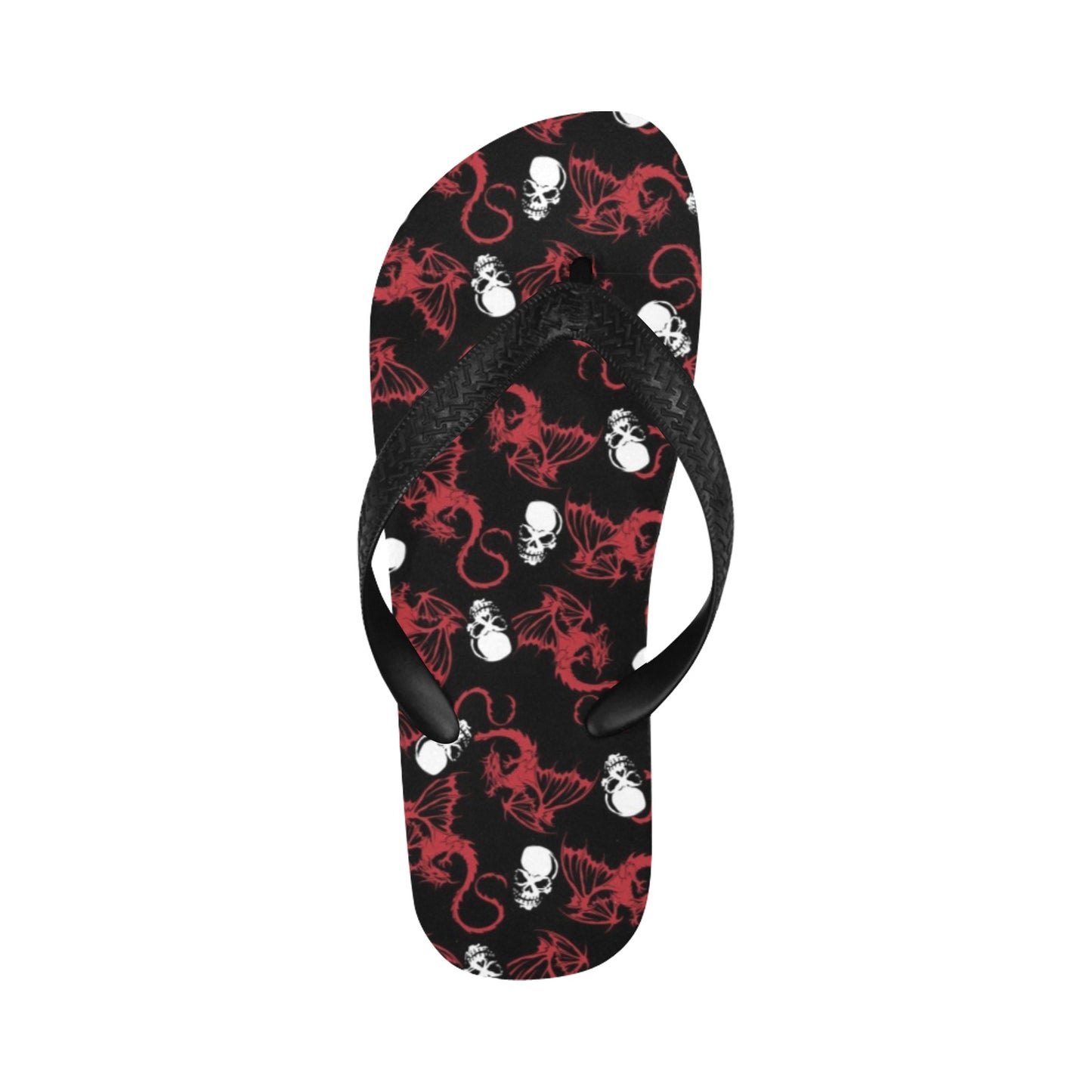 Skull With Red Dragon Print Design LKS304 Flip Flops