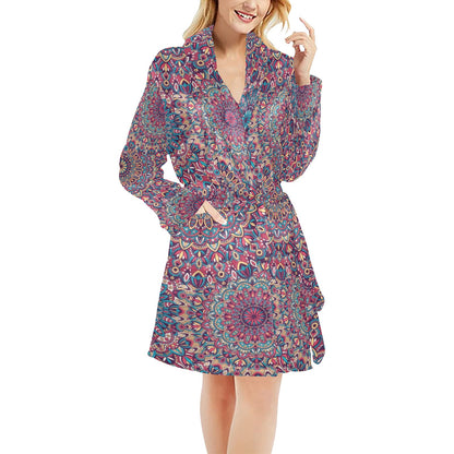 Boho Pattern Print Design 05 Women's Fleece Robe