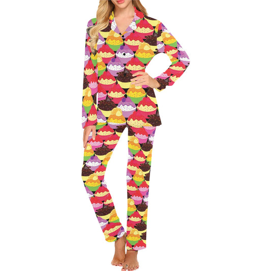 Cupcake Pattern Print Design CP02 Women's Long Pajama Set