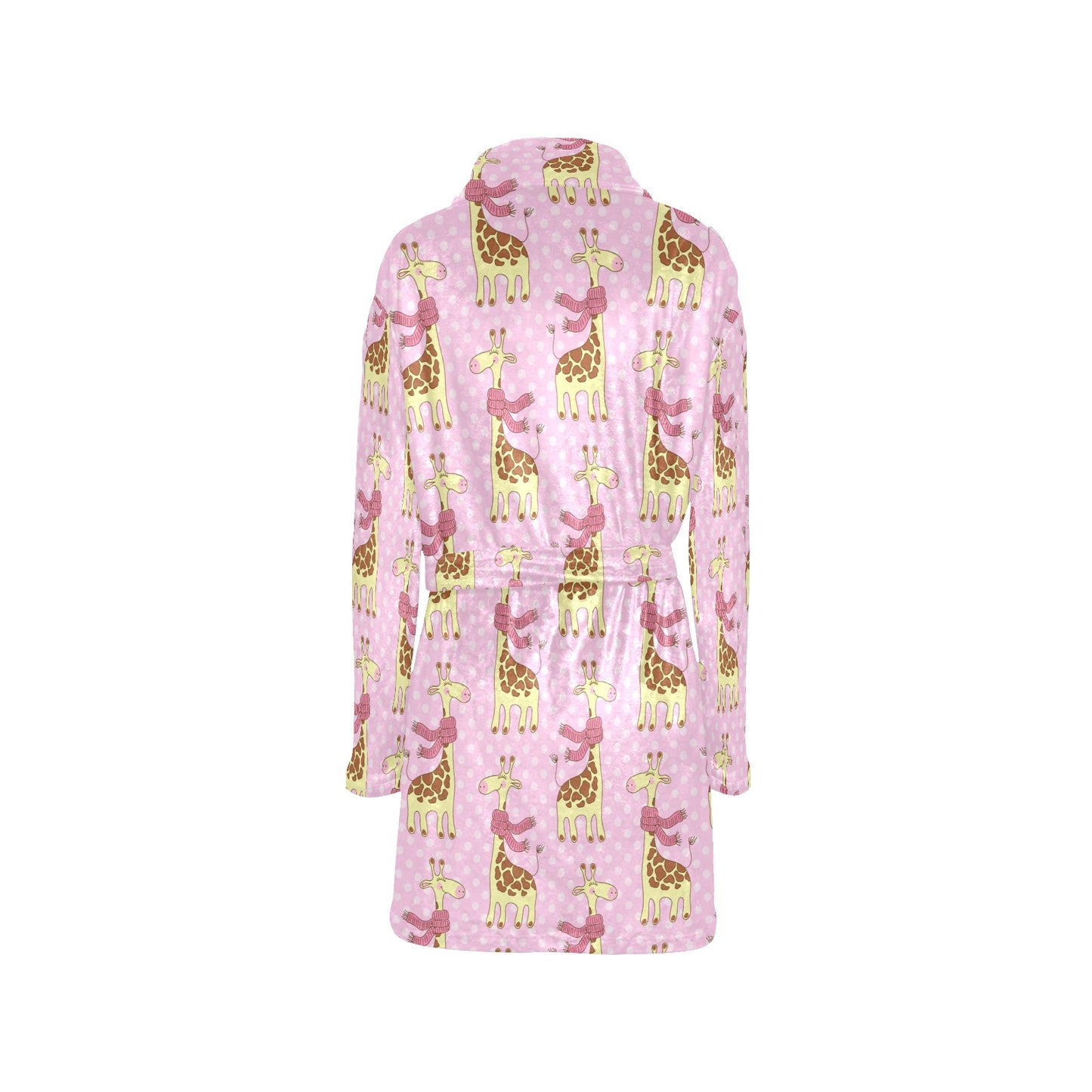 Giraffe Cute Pink Polka Dot Print Women's Fleece Robe
