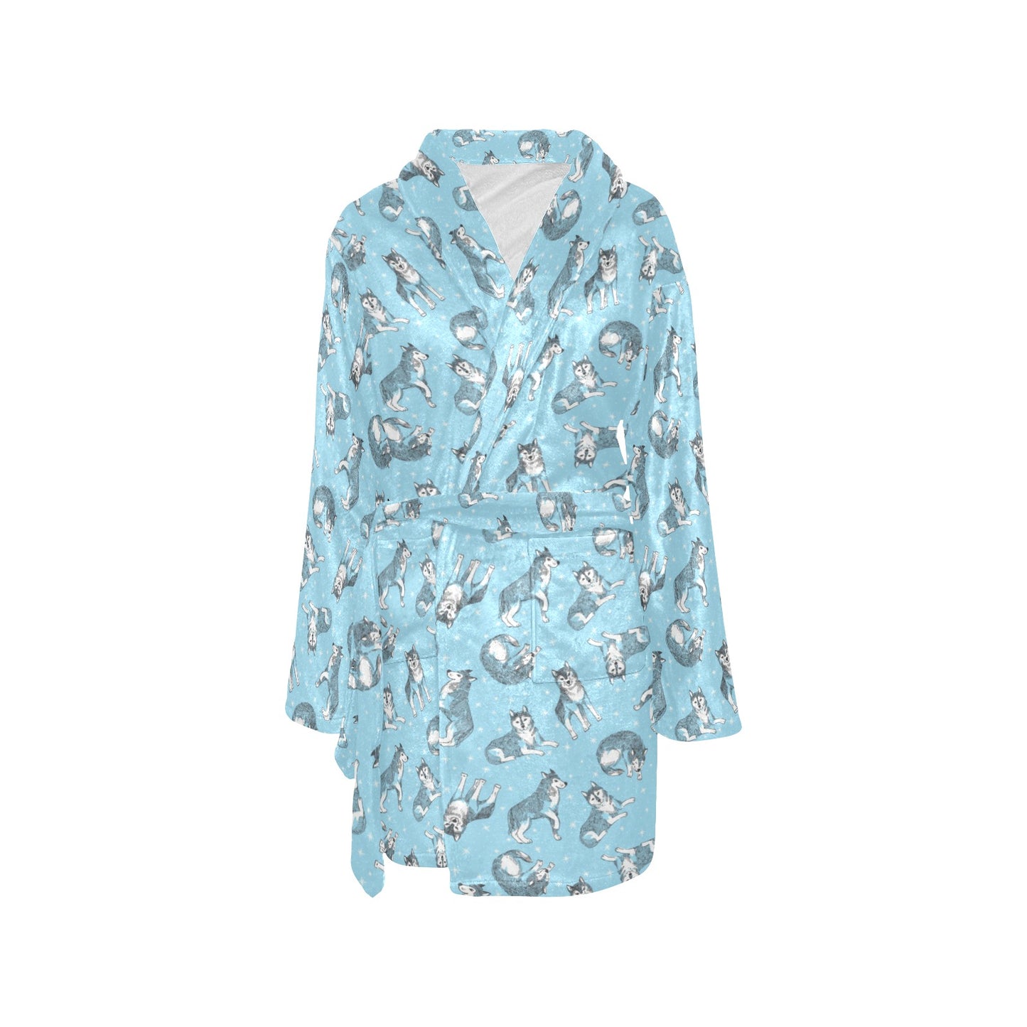 Wolf Design Print Pattern Women's Fleece Robe