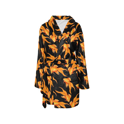 Goldfish Pattern Print Design 03 Women's Fleece Robe