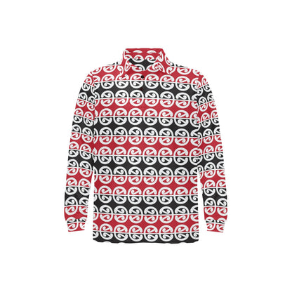 Maori Classic Themed Design Print Long Sleeve Polo Shirt For Men's