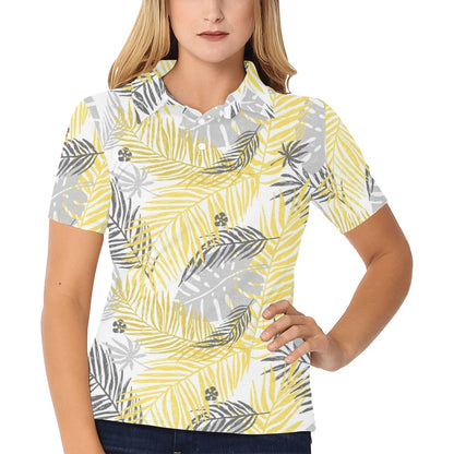 Palm Leaves Pattern Print Design PL012 Women's Polo Shirt