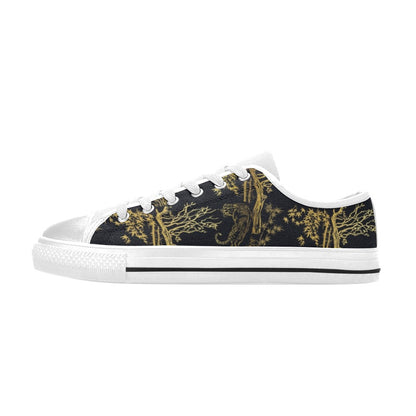 Tiger Gold Print Design LKS307 Women's White Low Top Shoes