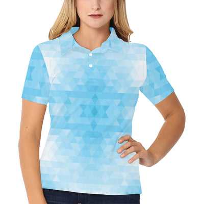 Geometric Blue Pattern Print Design 01 Women's Polo Shirt