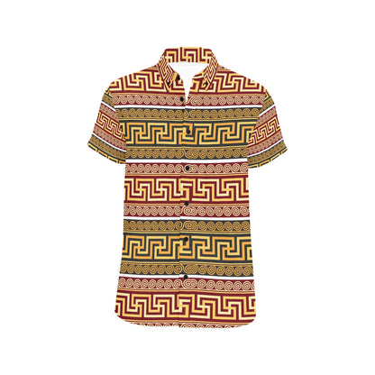 Ancient Greek Pattern Print Design LKS302 Men Short Sleeve Button Up Shirt