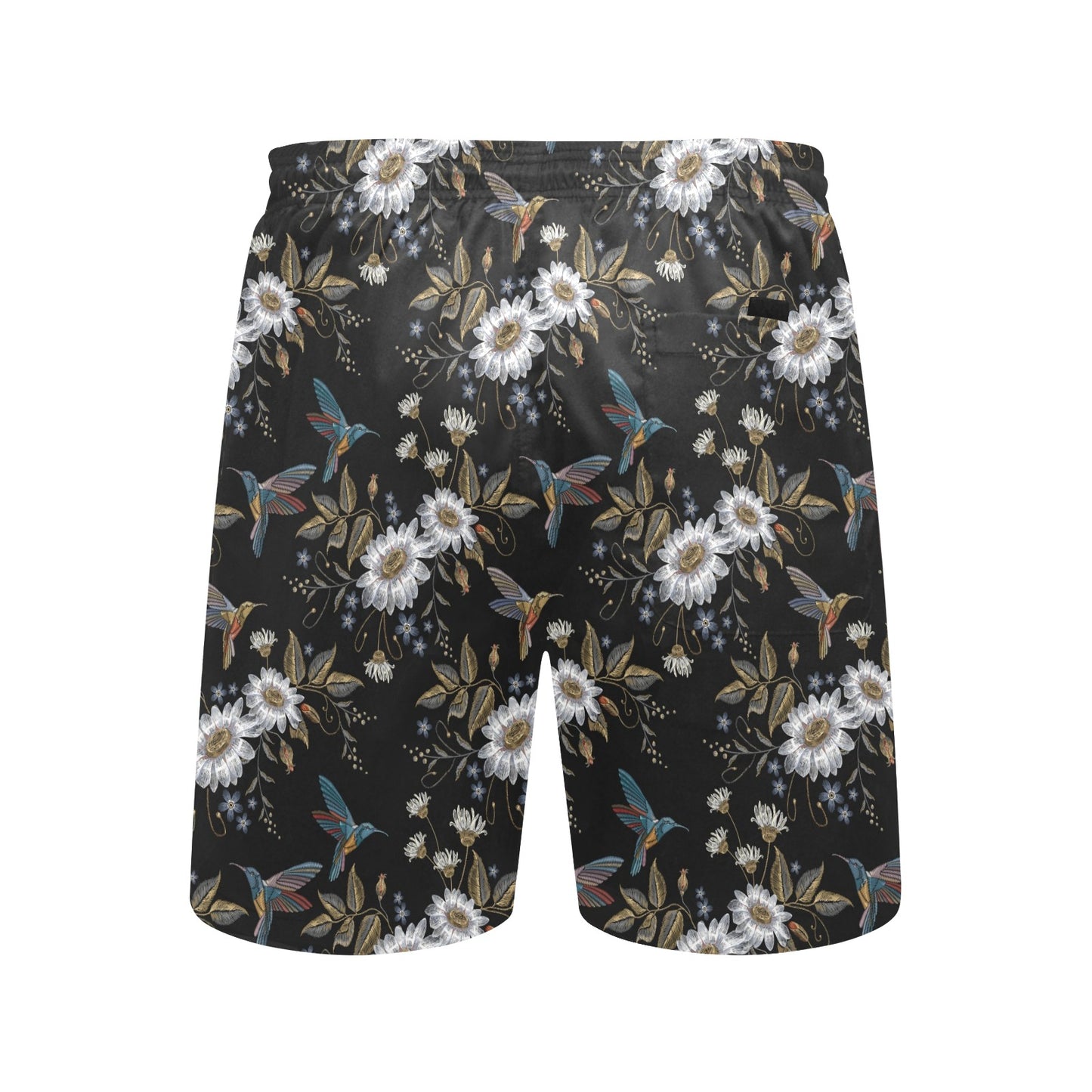 Hummingbird with Embroidery Themed Print Men's Swim Trunks Beach Shorts