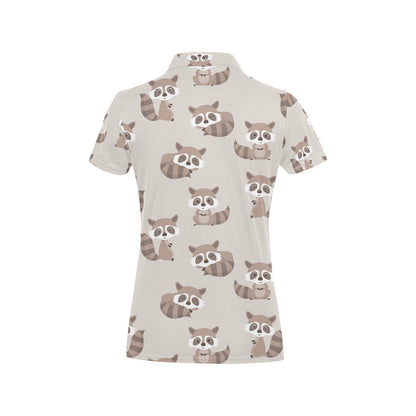 Raccoon Pattern Print Design A05 Women's Polo Shirt