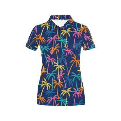 Palm Tree Pattern Print Design PT013 Women's Polo Shirt