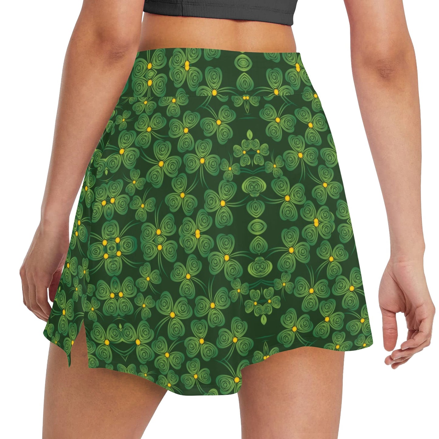 Shamrock Pattern 17" Golf & Pickleball Skort with Pockets