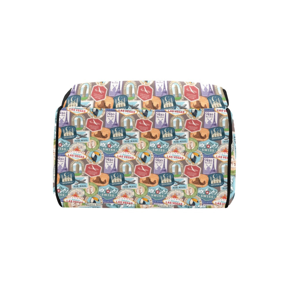 Travel Stamp Print Design LKS301 Diaper Bag Backpack