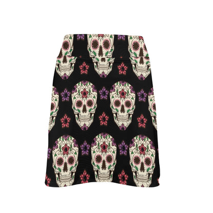 Sugar Skull Print Design LKS304 17" Golf & Pickleball Skort with Pockets